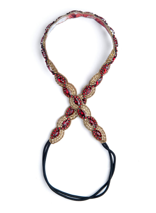 Deepa By Deepa Gurnani Zeta Headband in Ruby color