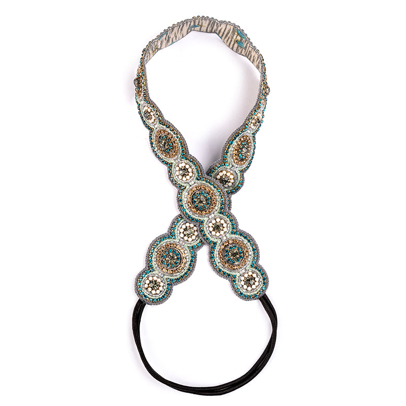 Deepa by Deepa Gurnani Handmade Britton Headband Gunmetal Multi Color