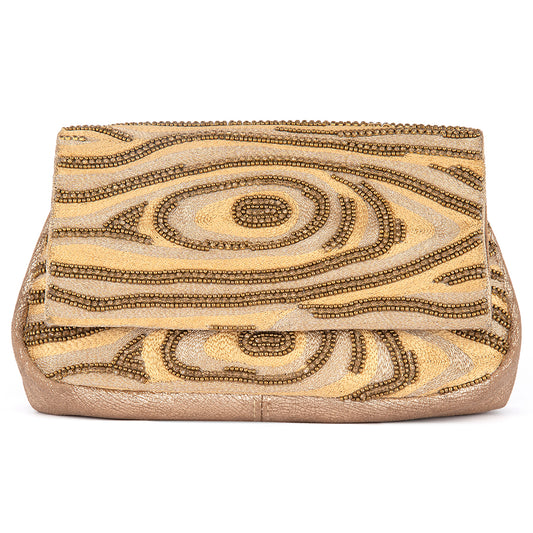 Deepa Gurnani Gold Ziggy Clutch