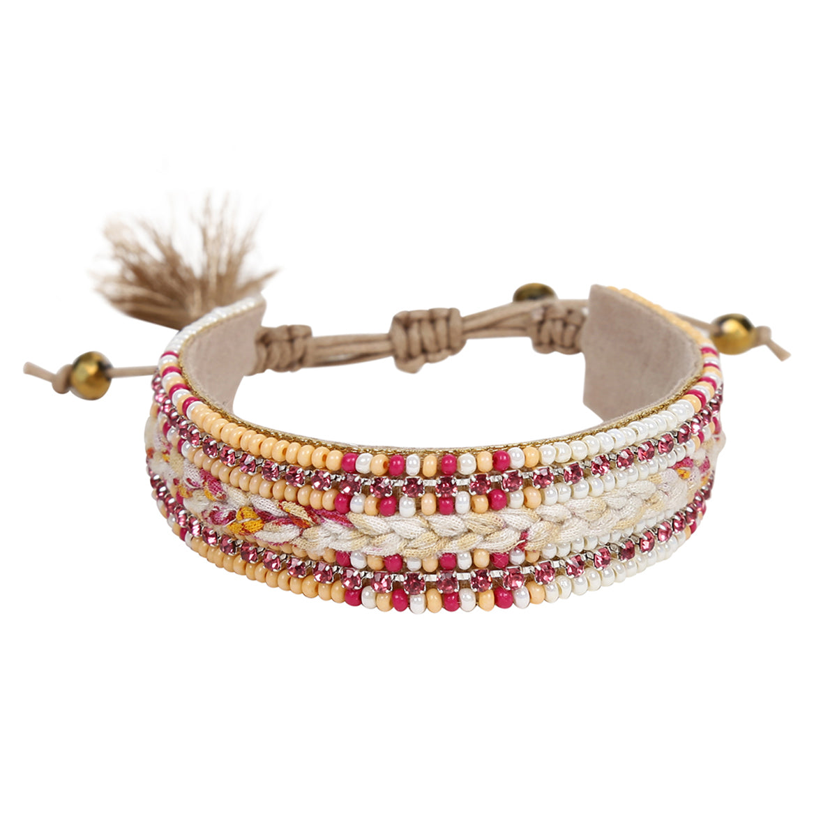 Unique Deepa Gurnani Hand Embroidered Kaitlin Bracelet in Pink