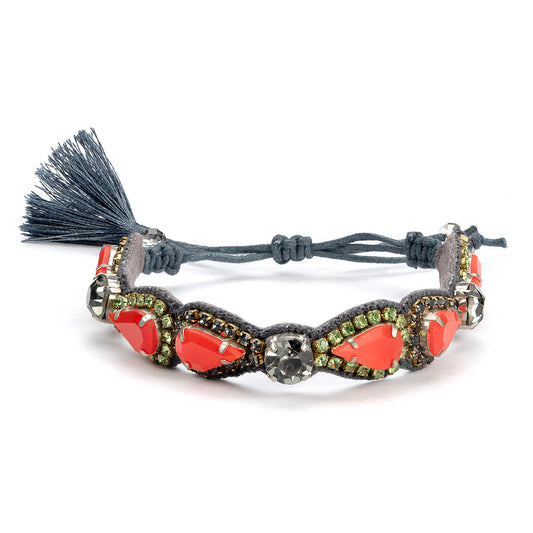 Deepa by Deepa Gurnani Handmade Fluorescent Orange Rai Bracelet