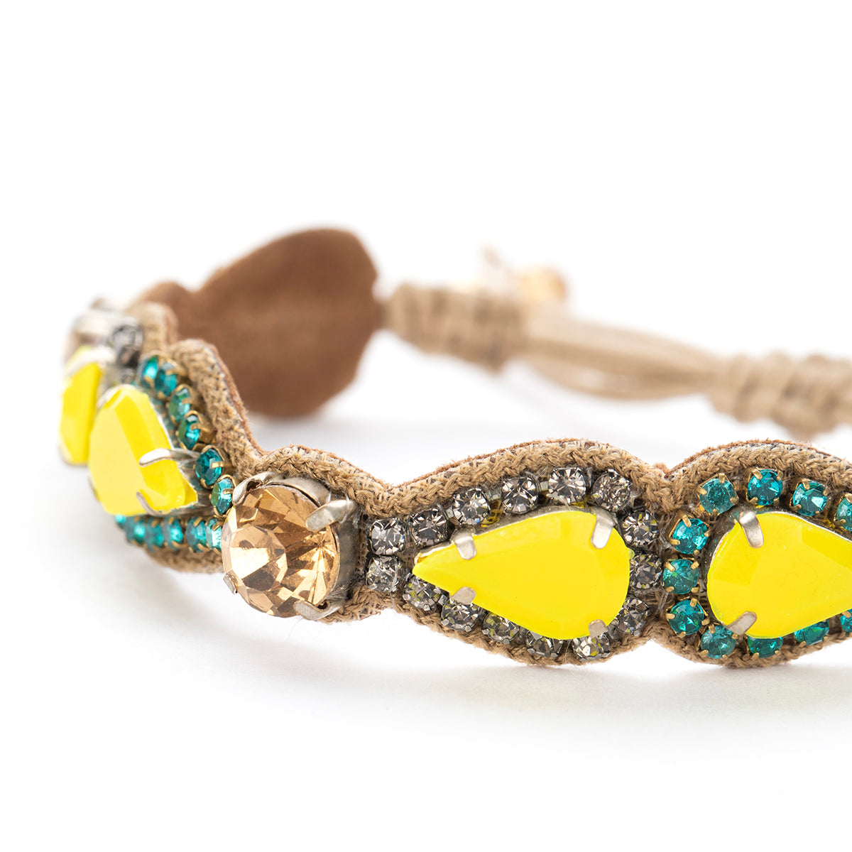 Deepa by Deepa Gurnani Handmade Fluorescent Yellow Rai Bracelet close view