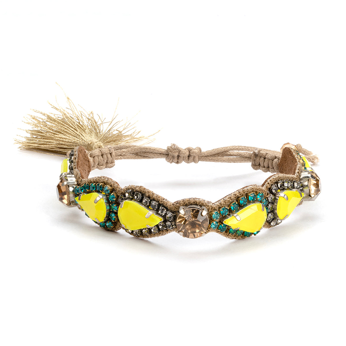 Deepa by Deepa Gurnani Handmade Fluorescent Yellow Rai Bracelet