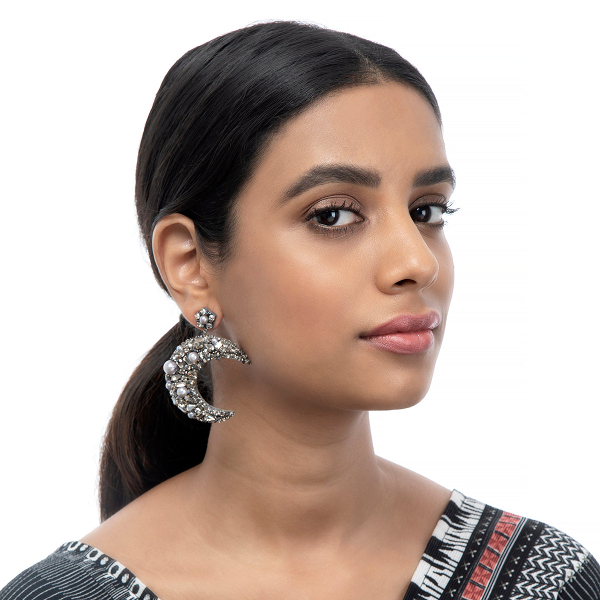 Deepa by Deepa Gurnani Handmade Lavender Earrings on Model