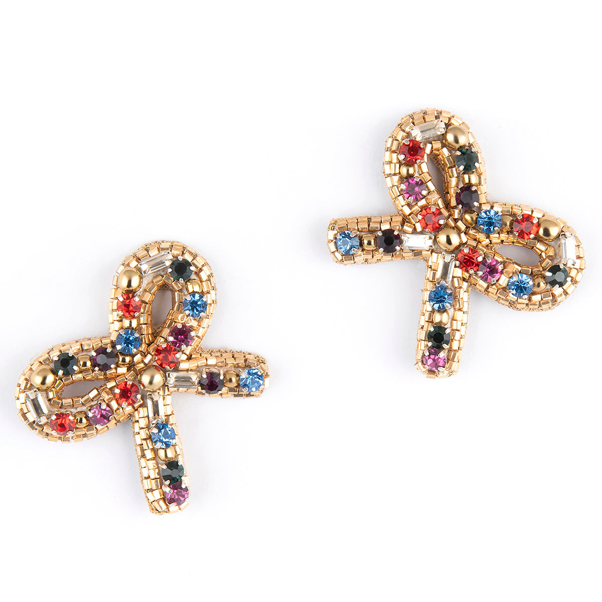 Deepa by Deepa Gurnani bow design Handmade Elsa Earrings multi color