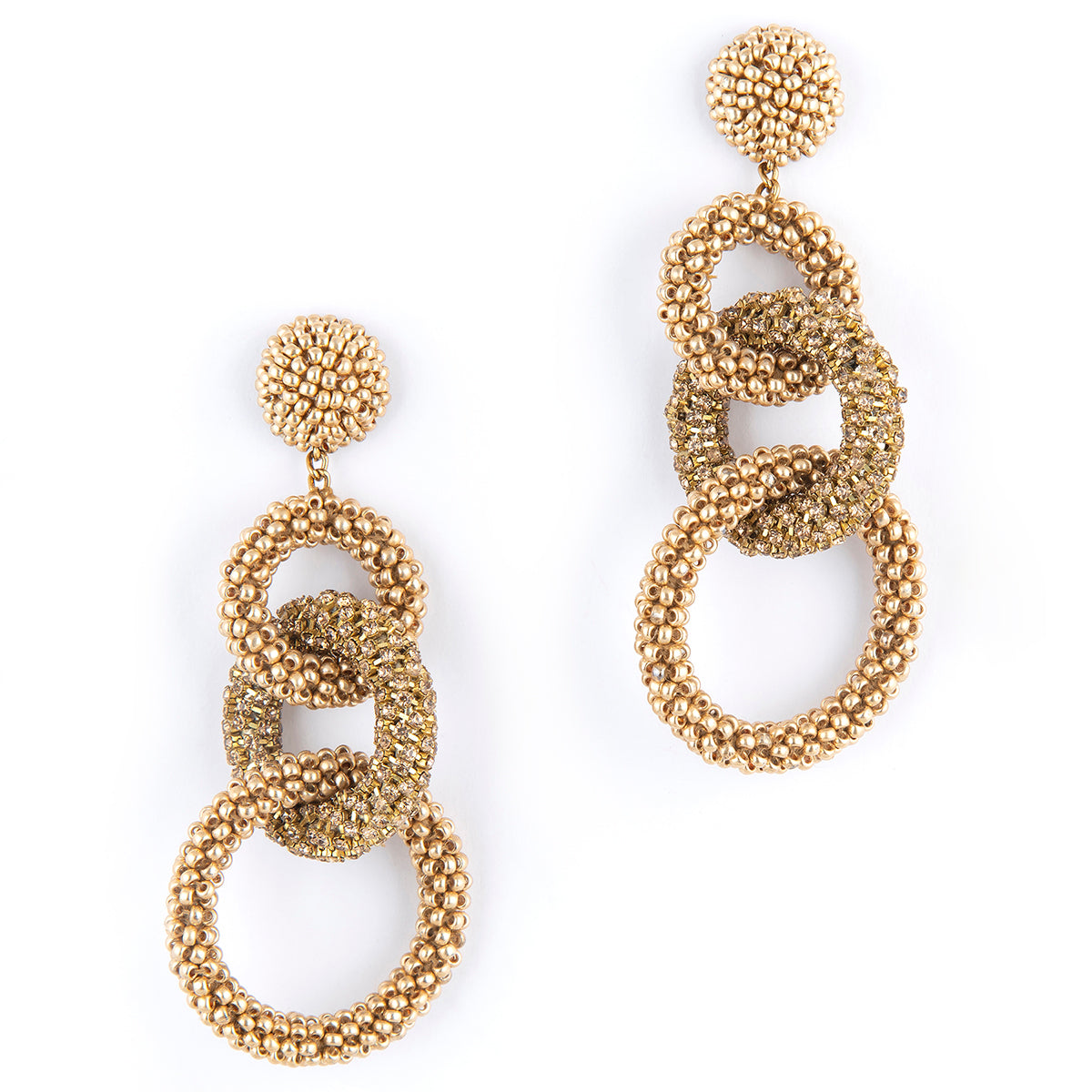 Deepa by Deepa Gurnani Hand Embroidered Sienna Earrings in Gold color