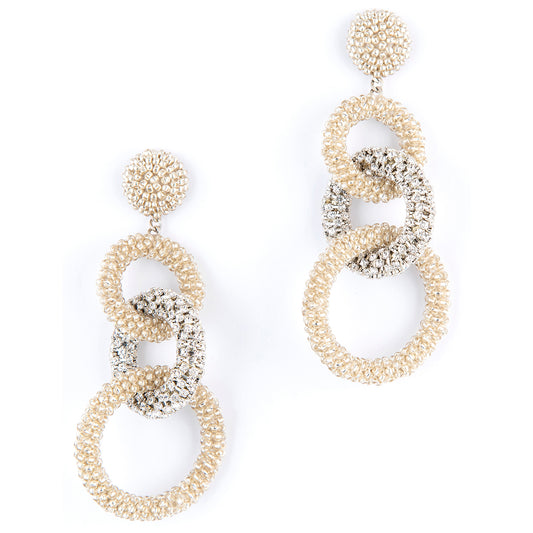 Deepa by Deepa Gurnani Hand Embroidered Sienna Earrings in Silver color