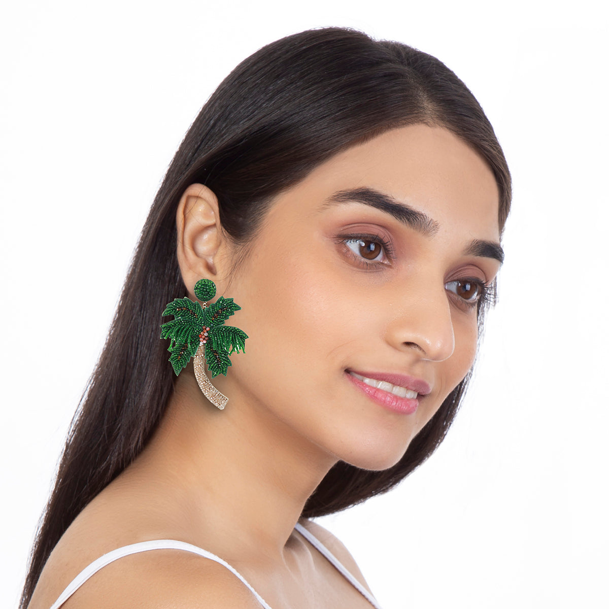 Handmade palm tree earrings by Deepa Gurnani