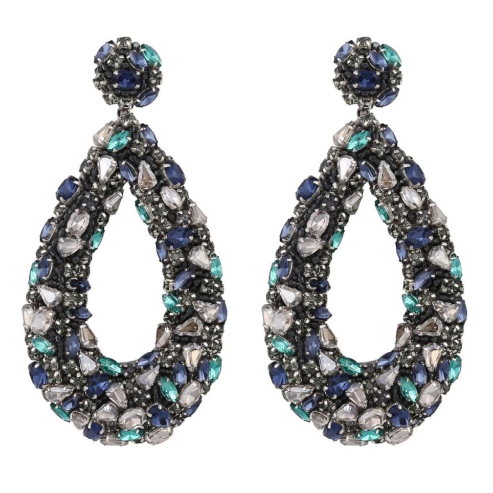 Hand Embroidered Karen Crystal Earrings - Deepa Gurnani