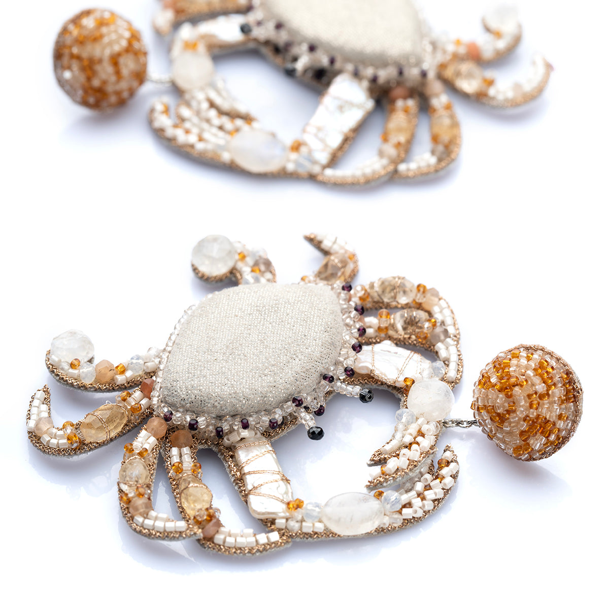 Deepa Gurnani Handmade Ivory Crab Earrings Close View