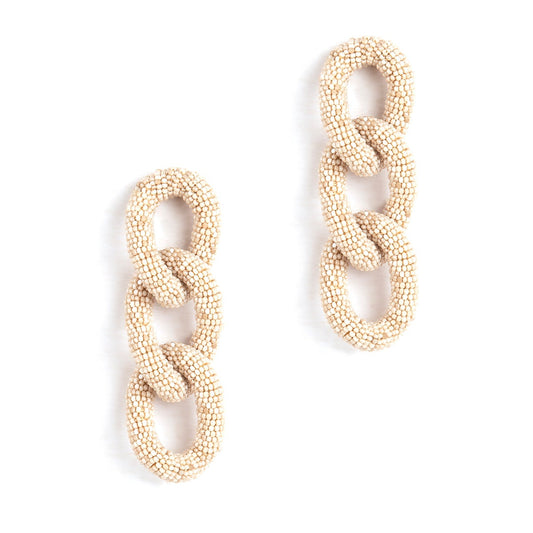 Champagne beaded three link post earrings