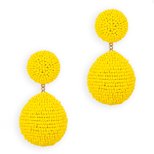 Glass sheen bead ball earrings