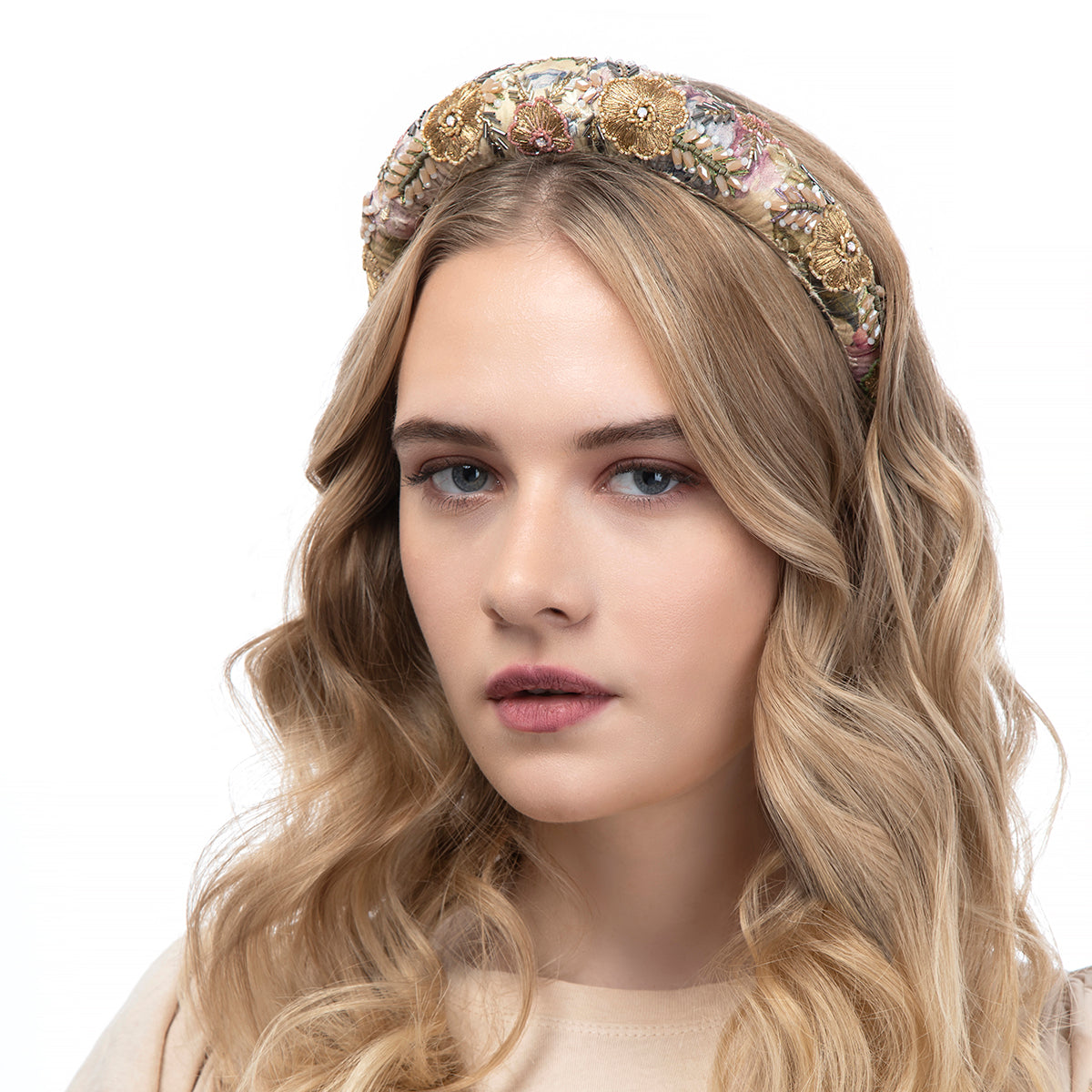 Handcrafted Ziva Headband worn by model