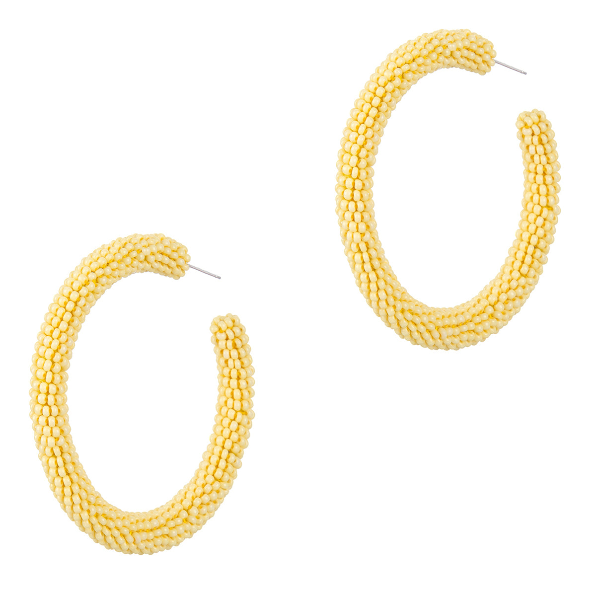 Lightweight Hoop Earrings. Hand Embroidered with Seed Beads and Brass Components.