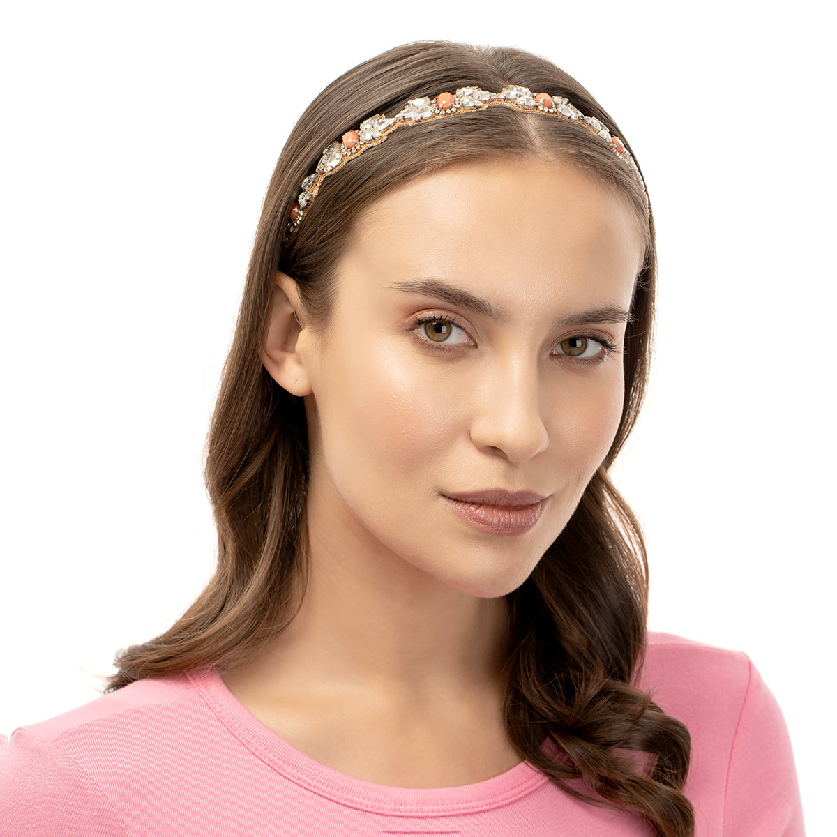 Model wearing handmade April Headband