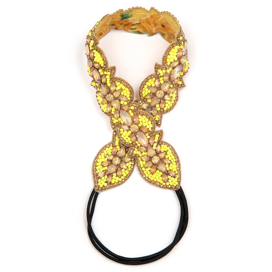 Deepa by Deepa Gurnani Handmade Fluorescent Yellow Brann Headband