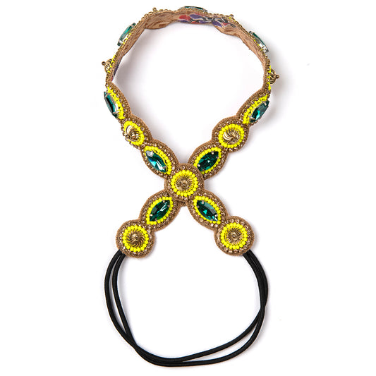 Deepa by Deepa Gurnani Handmade Fluorescent Yellow Eulla Headband