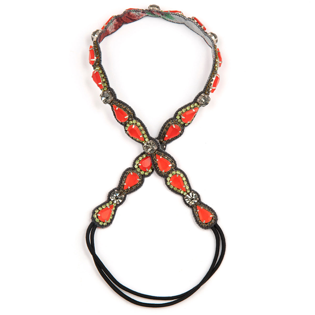 Deepa by Deepa Gurnani Handmade Fluorescent Orange Rai Headband