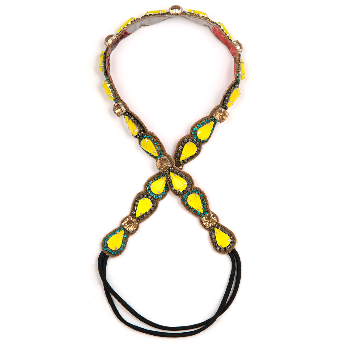 Deepa by Deepa Gurnani Handmade Fluorescent Yellow Rai Headband