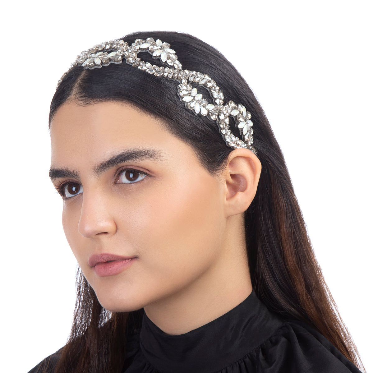 Luxury elastic headband with Swarovski crystals